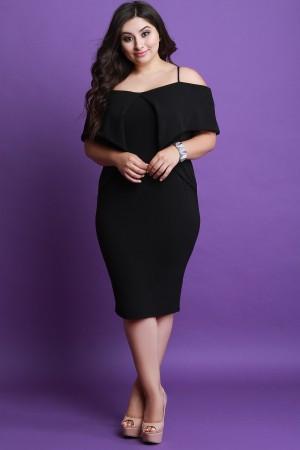 Fold Over Cold Shoulder Midi Dress - NoveltyOne