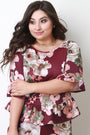 Peplum Floral Quarter Sleeve Top