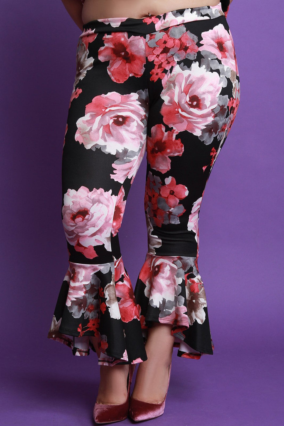 Peplum Flare Floral Pants