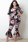 Peplum Flare Floral Pants