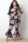 Peplum Flare Floral Pants