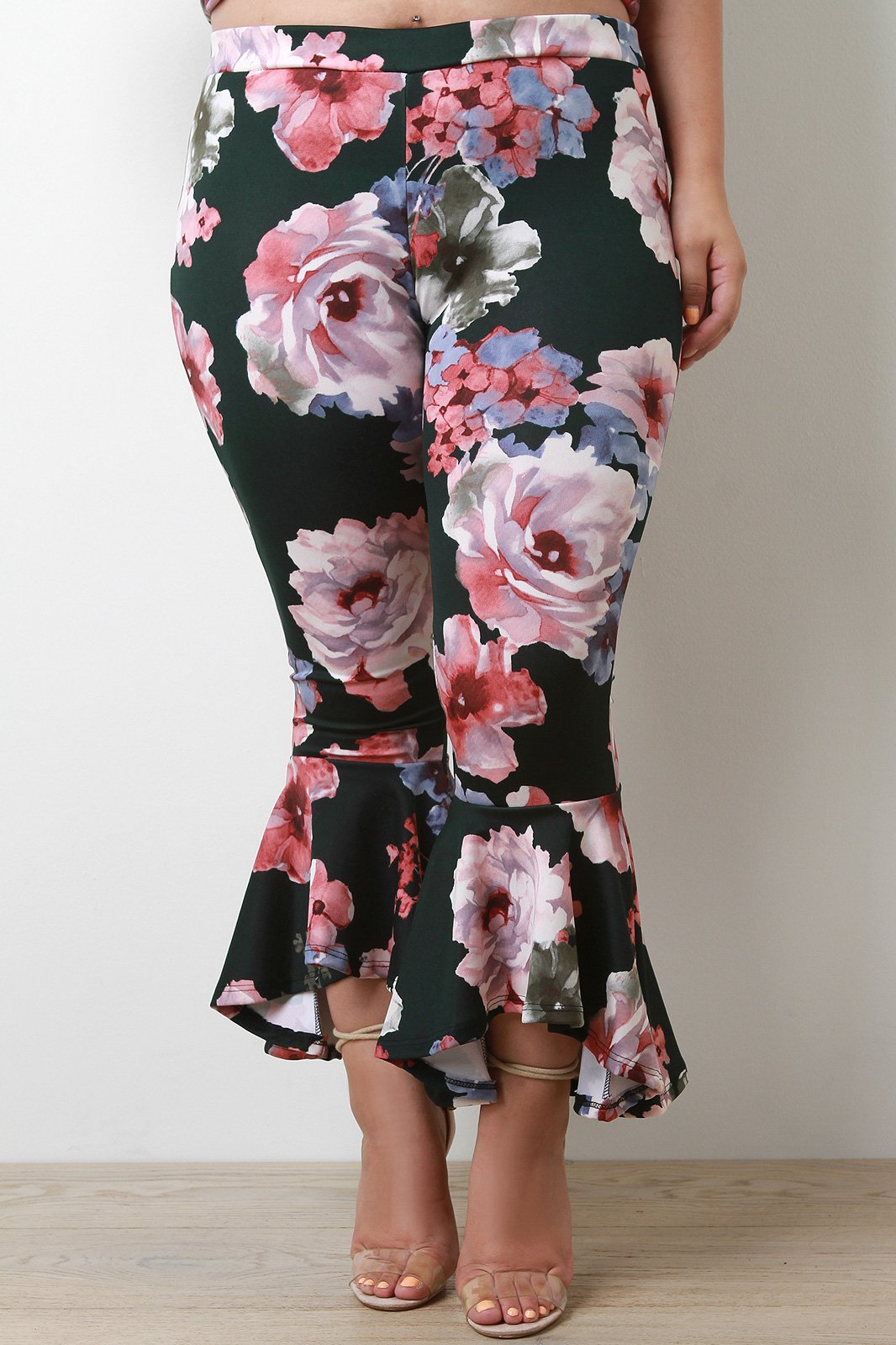 Peplum Flare Floral Pants