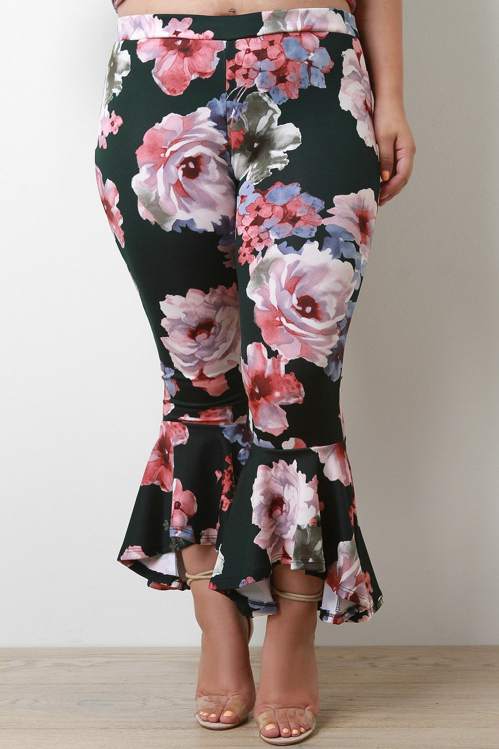 Peplum Flare Floral Pants