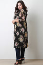Floral Print Longline Mesh Cardigan