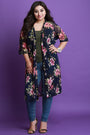 Floral Print Longline Mesh Cardigan