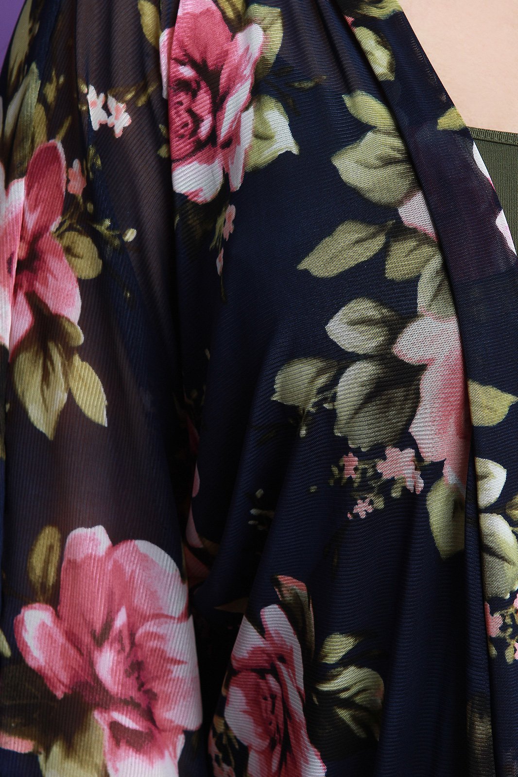 Floral Print Longline Mesh Cardigan