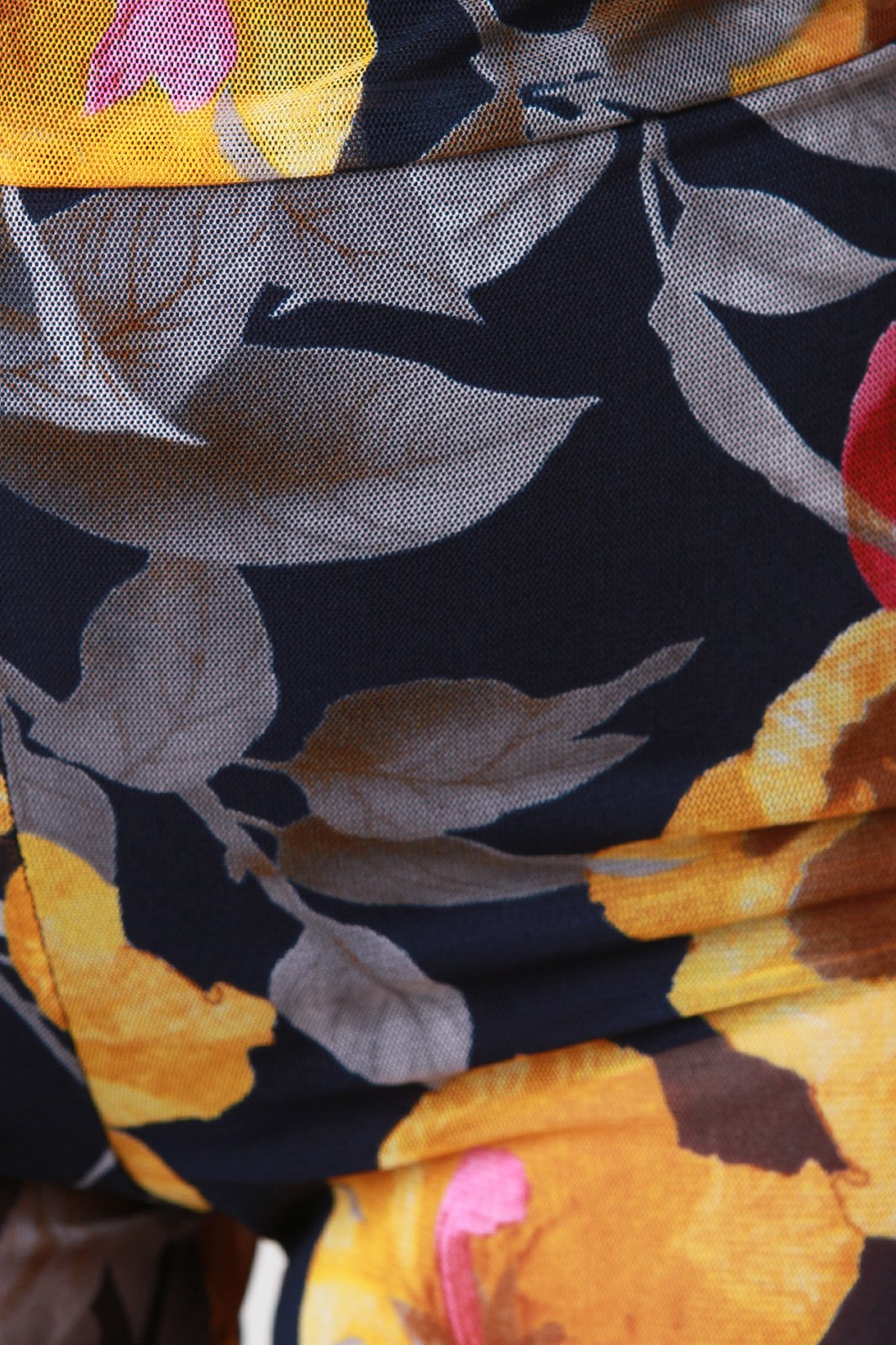 Floral Mesh Ruffled Top And Slit Jogger Pants Two Piece Set