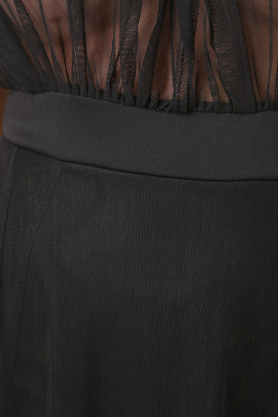 Mesh M-Slit Bodysuit Maxi Dress