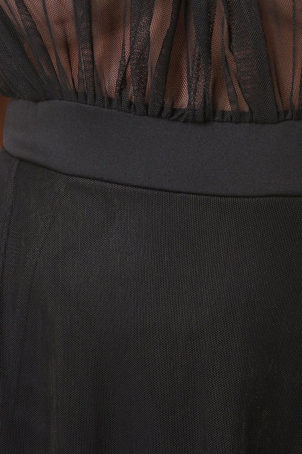 Mesh M-Slit Bodysuit Maxi Dress