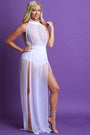 Mesh M-Slit Bodysuit Maxi Dress