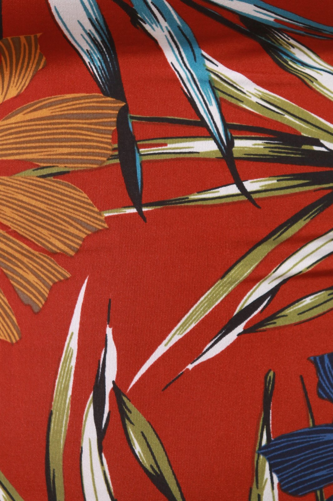 Tropical Leaf Print Tube Midi Dress