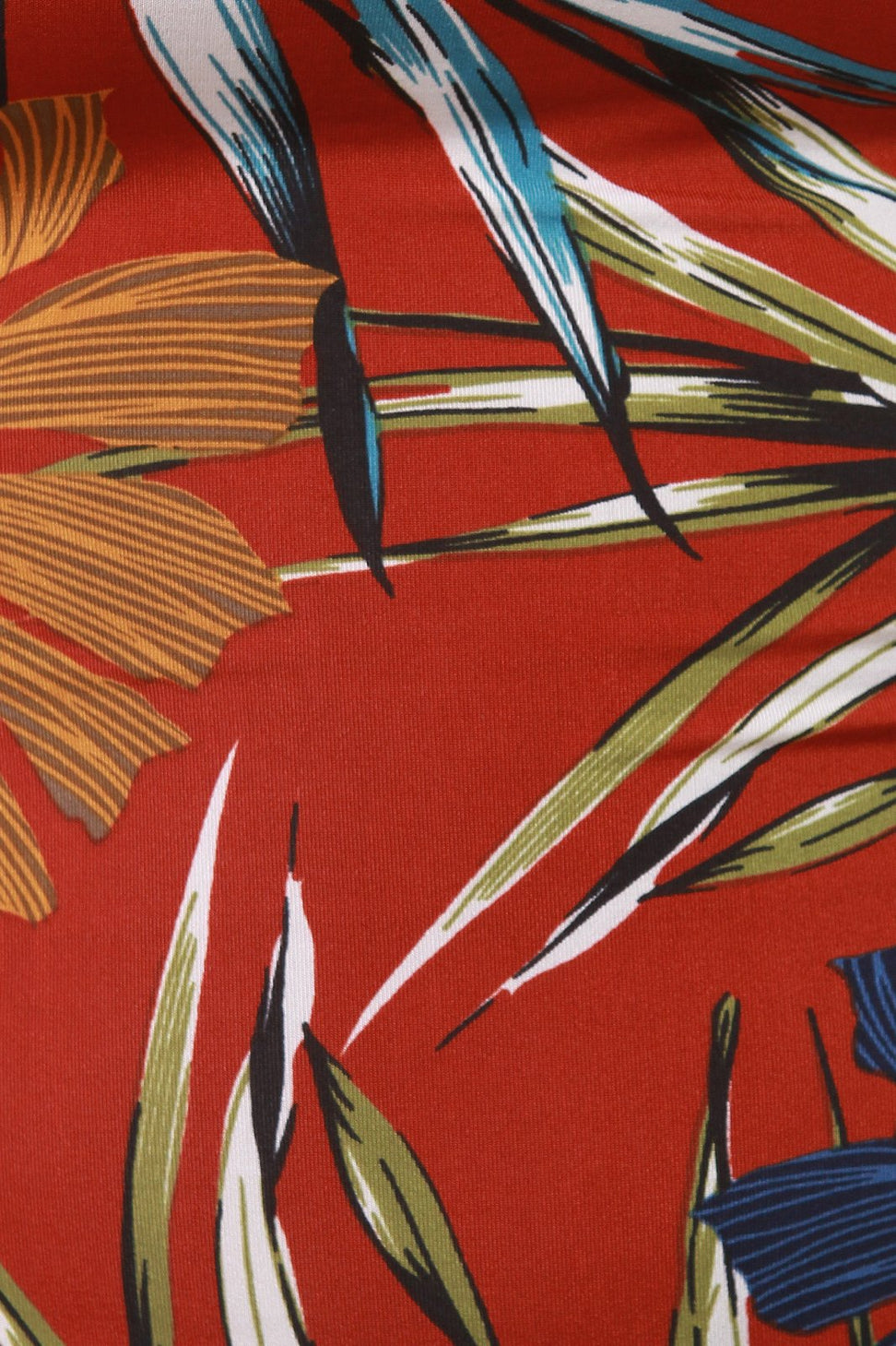 Tropical Leaf Print Tube Midi Dress