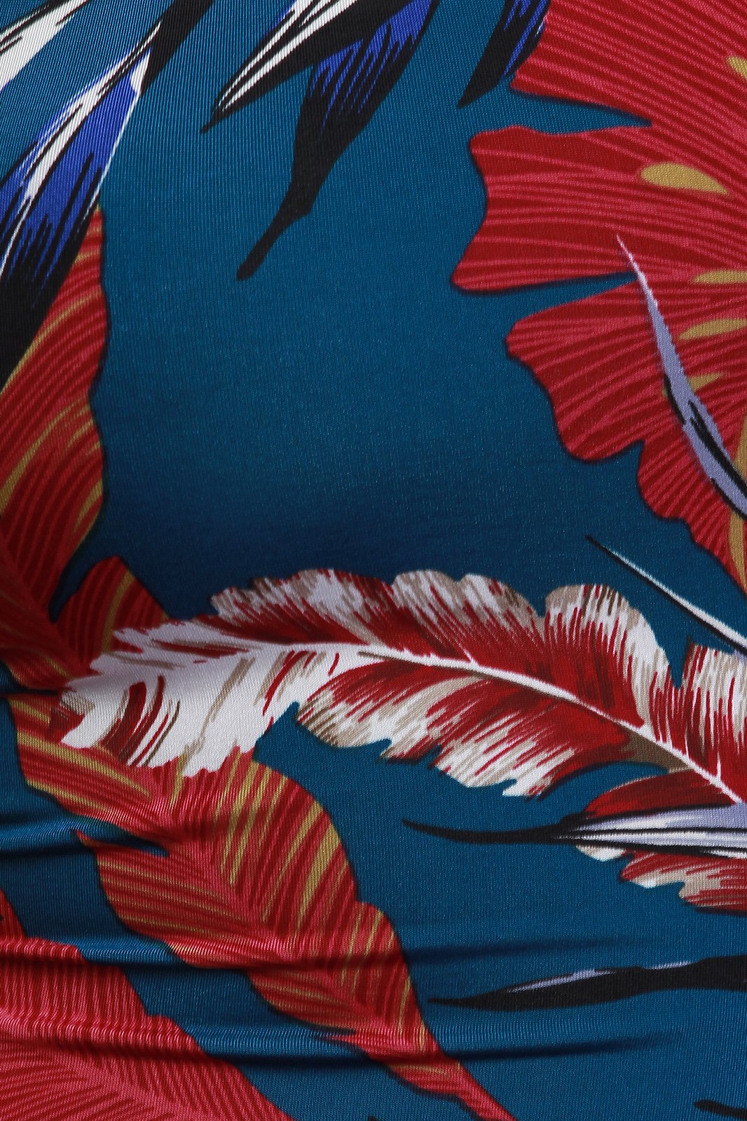 Tropical Leaf Print Tube Midi Dress