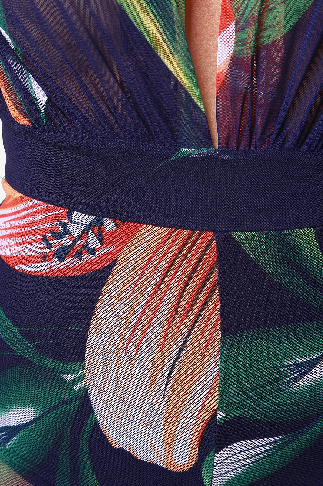 Hibiscus Mesh Halter Side Slit Jumpsuit