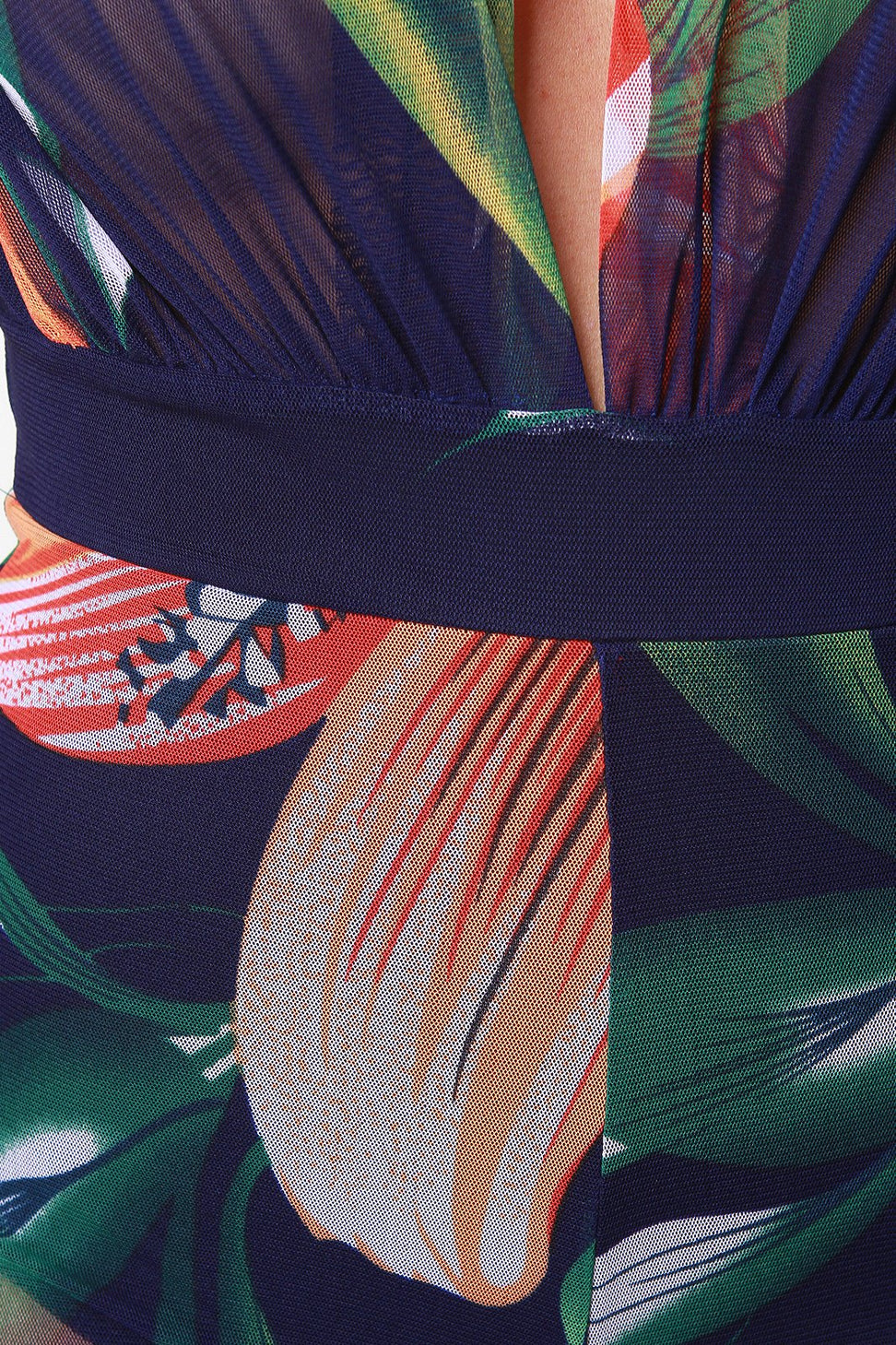 Hibiscus Mesh Halter Side Slit Jumpsuit