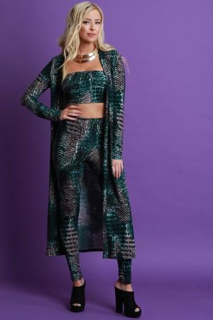 Python Print Open Front Longline Cardigan