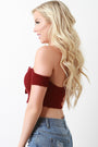 Ribbed Knit Bardot U-Shape Boning Crop Top