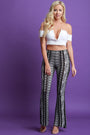 Jersey Knit Bohemian Print High Waisted Flare Pants