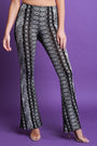 Jersey Knit Bohemian Print High Waisted Flare Pants