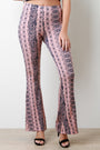 Jersey Knit Bohemian Print High Waisted Flare Pants