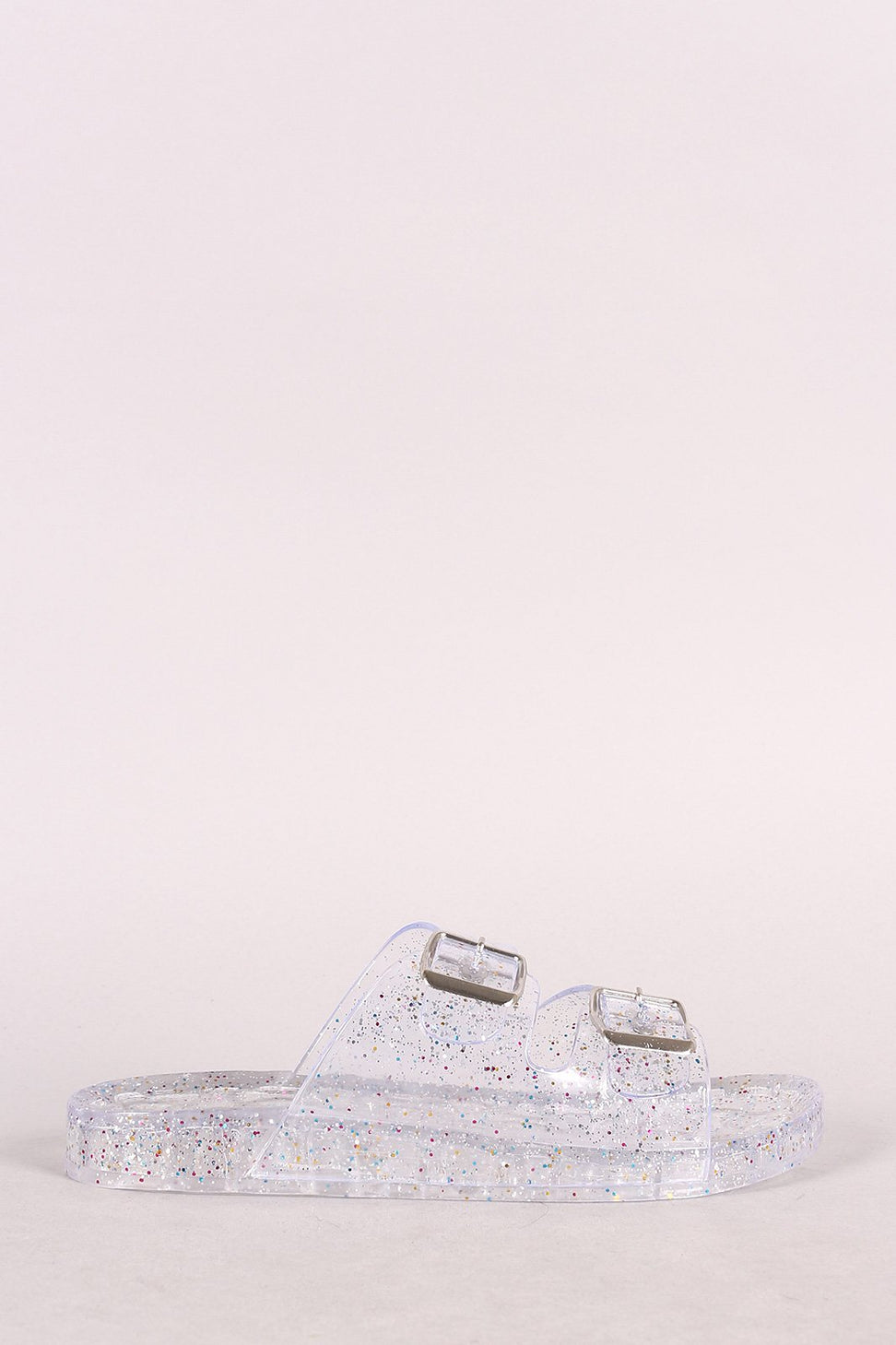 Bamboo Glitter Open Toe Buckled Jelly Slide Sandal