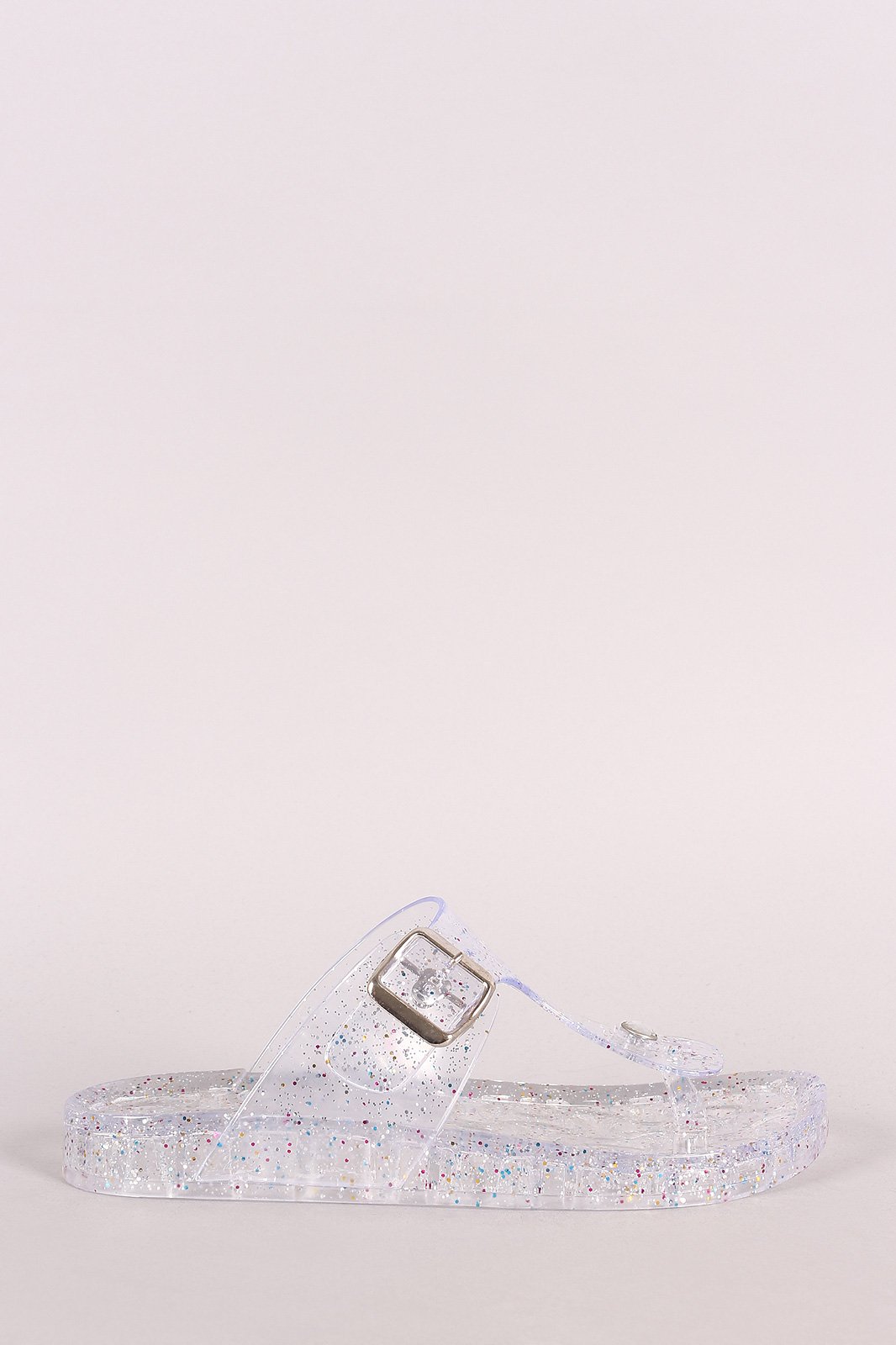 Bamboo Glitter Jelly T-Strap Thong Slide Sandal