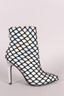 Netted Holographic Pointy Toe Stiletto Booties - NoveltyOne