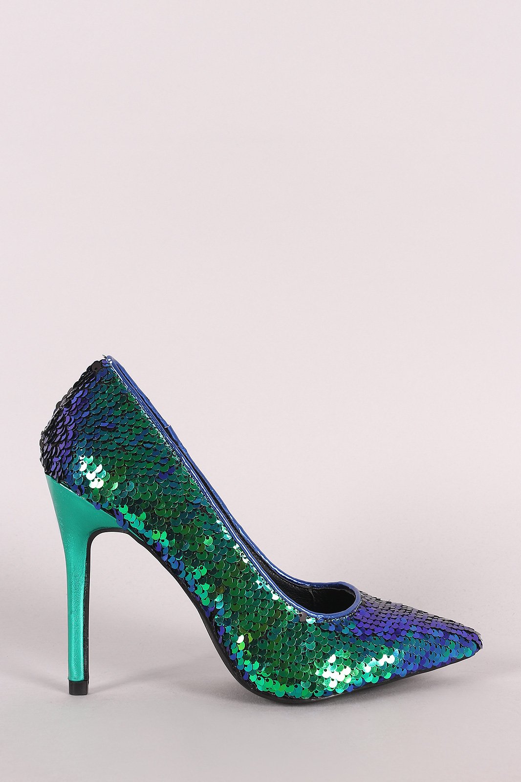 Iridescent Sequins Pointy Toe Stiletto Pump