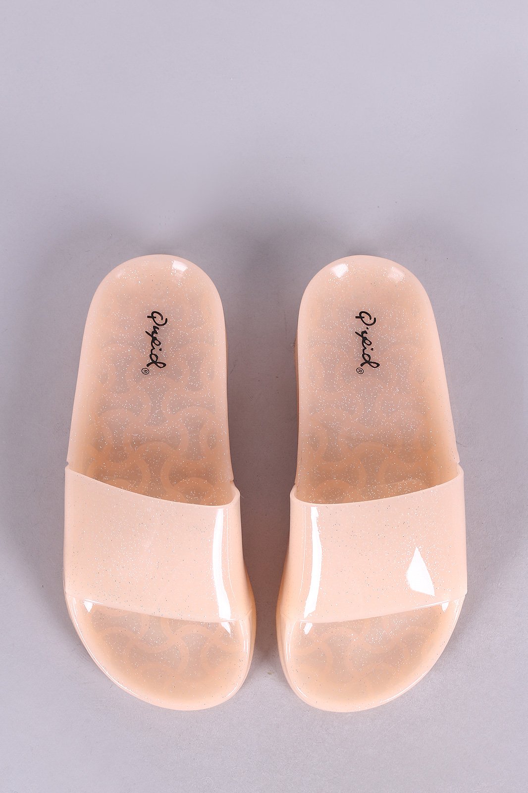 Qupid Glitter Jelly Open Toe Slide Sandal