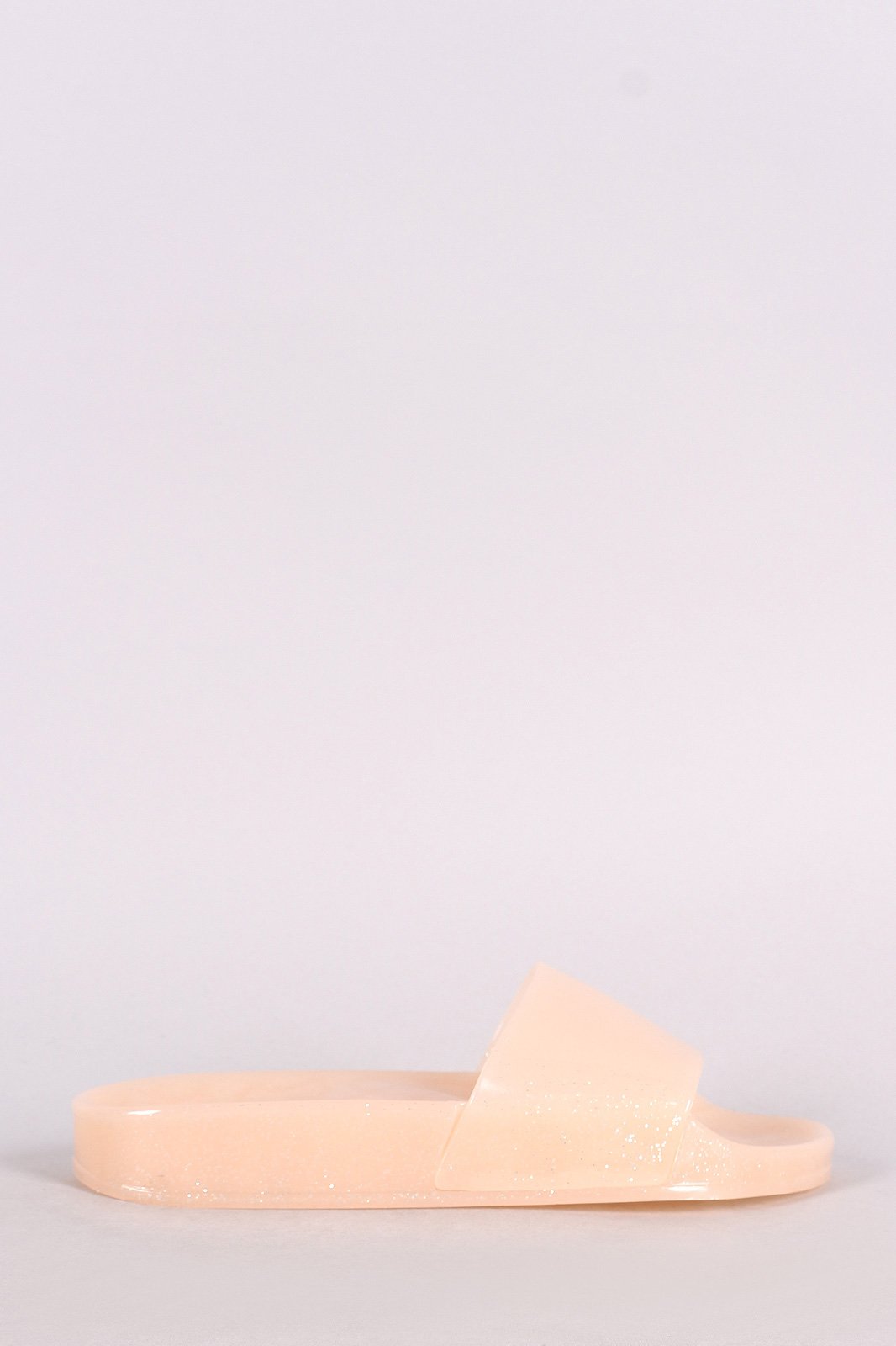 Qupid Glitter Jelly Open Toe Slide Sandal