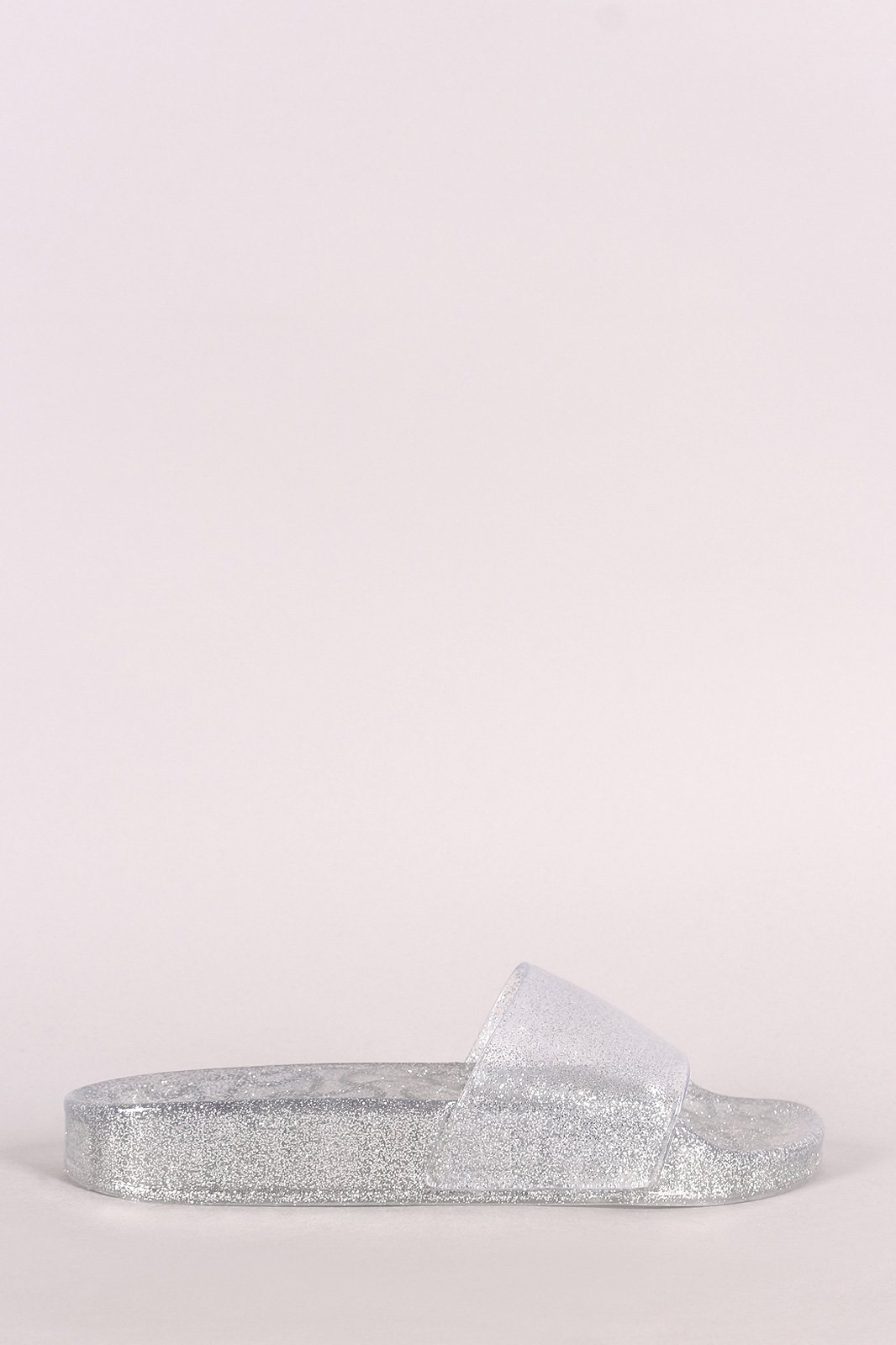 Qupid Glitter Jelly Open Toe Slide Sandal