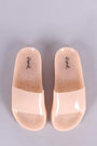 Qupid Glitter Jelly Open Toe Slide Sandal