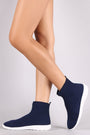 Stretched Knit High Top Sneaker Booties