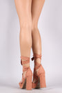 Wild Diva Lounge Suede Leg Wrap Chunky Platform Heel