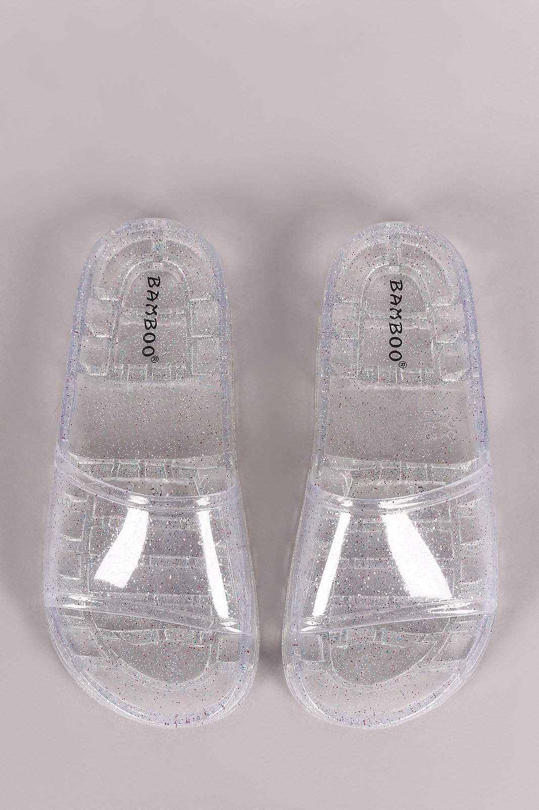 Bamboo Glitter Jelly Open Toe Slide Sandal