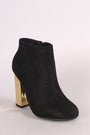 Bamboo Suede Metallic Chunky Heeled Booties