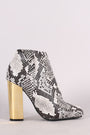 Bamboo Python Print Metallic Chunky Heeled Booties