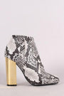 Bamboo Python Print Metallic Chunky Heeled Booties