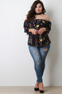 Floral Print Choker Off The Shoulder Top