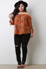 Floral Print Choker Off The Shoulder Top