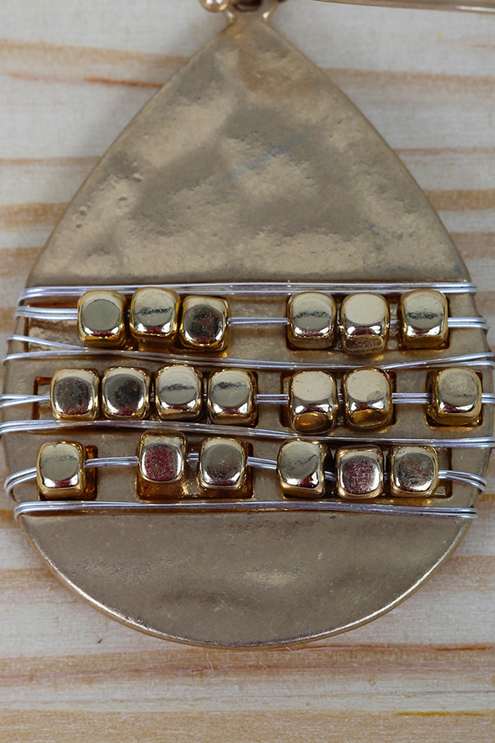 Hammered Beaded Teardrop Earrings