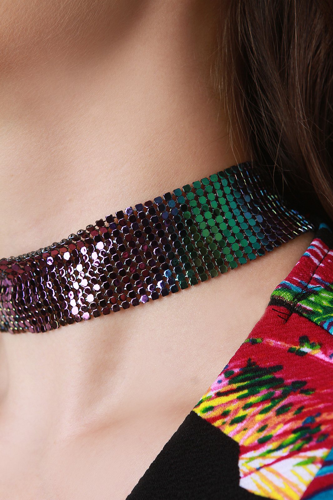 Iridescent Chainmail Choker Necklace