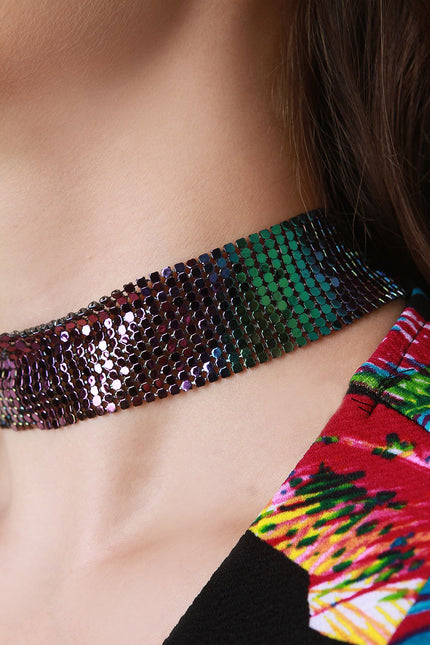 Iridescent Chainmail Choker Necklace