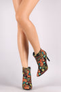 Qupid Embroidered Paisley Pointy Toe Stiletto Booties