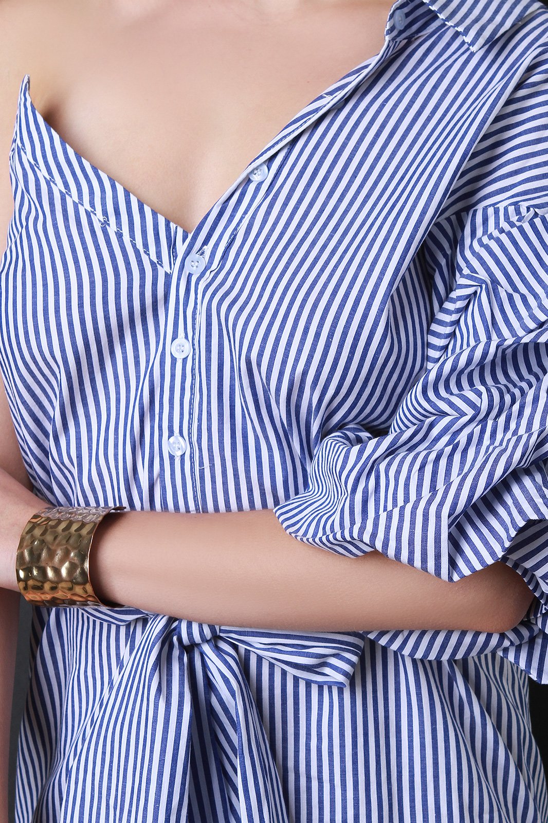 Asymmetrical One Shoulder Ruched Striped Maxi Dress