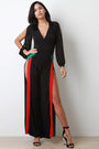 Surplice Colorblock Side Slit Jumpsuit