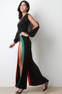 Surplice Colorblock Side Slit Jumpsuit