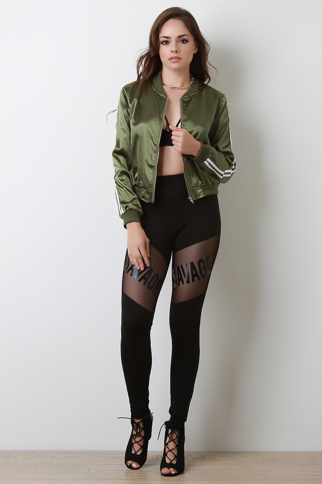 Savage Mesh Inset High Waisted Leggings