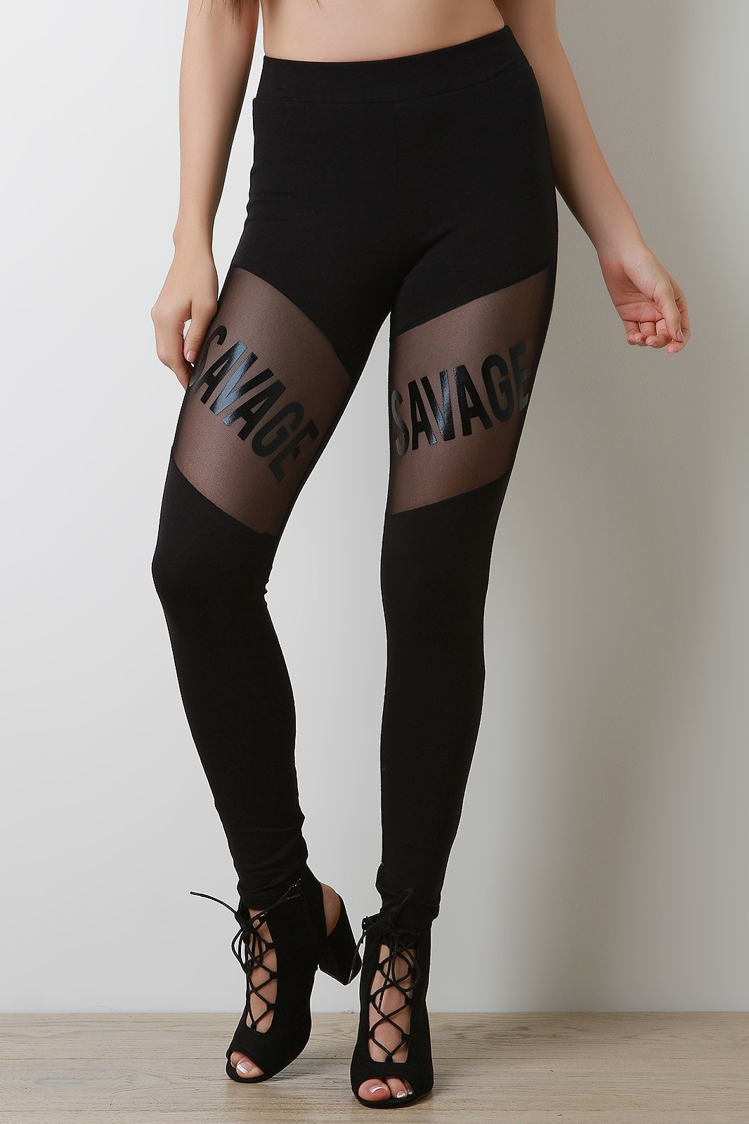 Savage Mesh Inset High Waisted Leggings