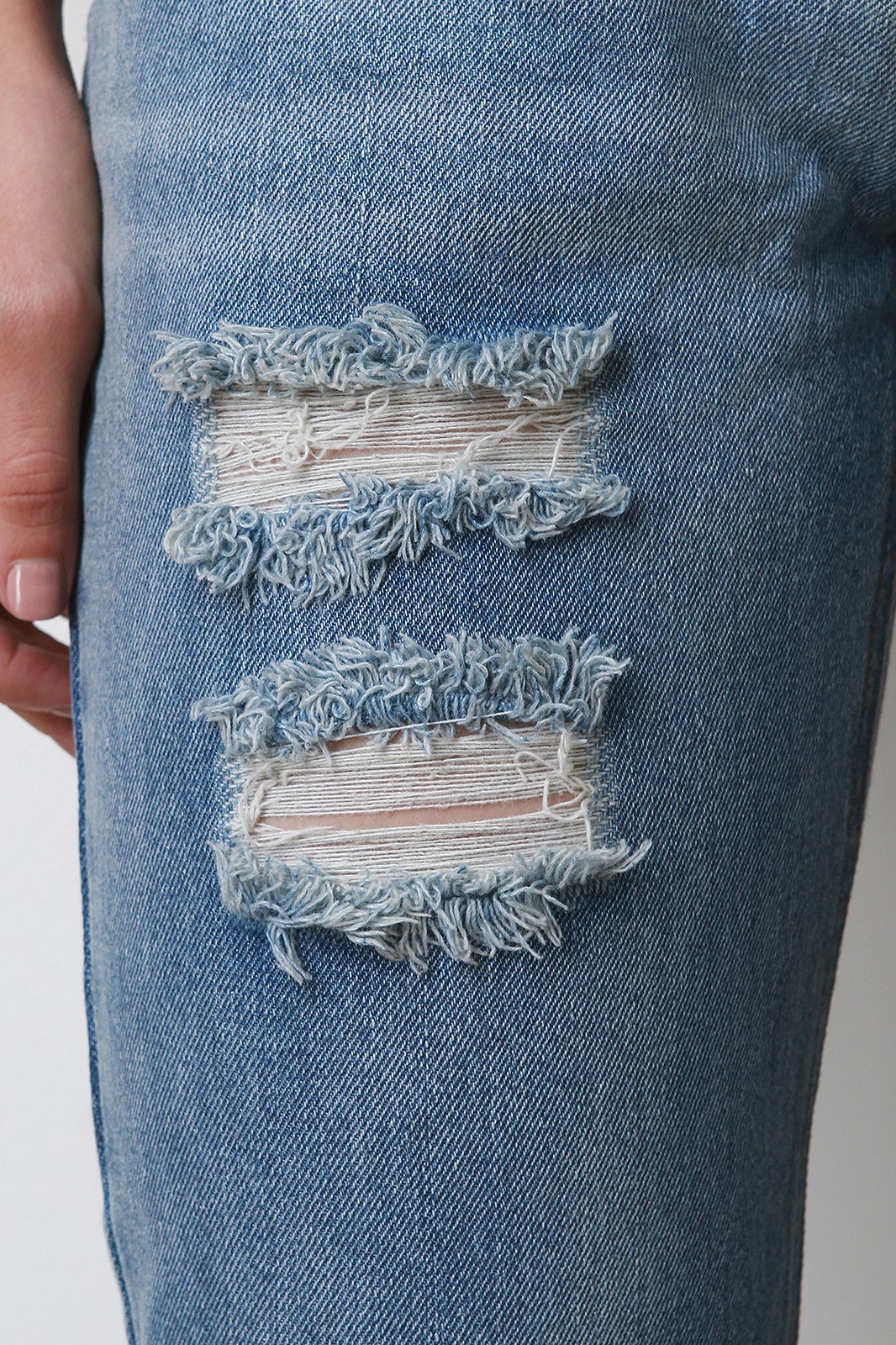 Distress Bottom Hem Denim Jeans - NoveltyOne